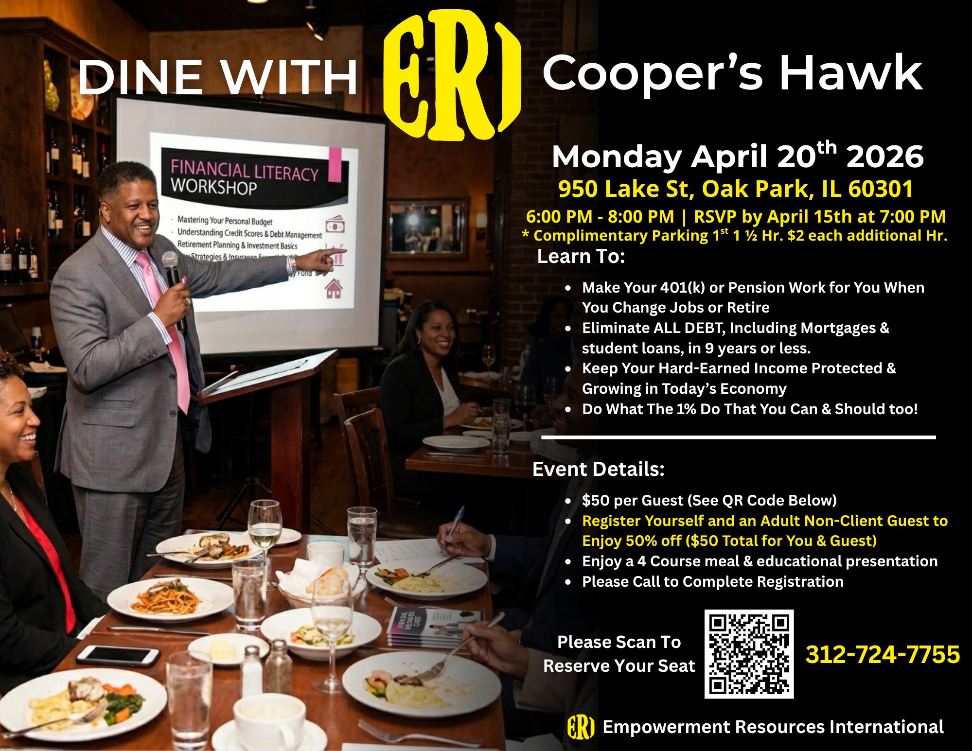 Updated Dine with ERI Cooper's Hawk - Oak Park (11 x 8.5 in)